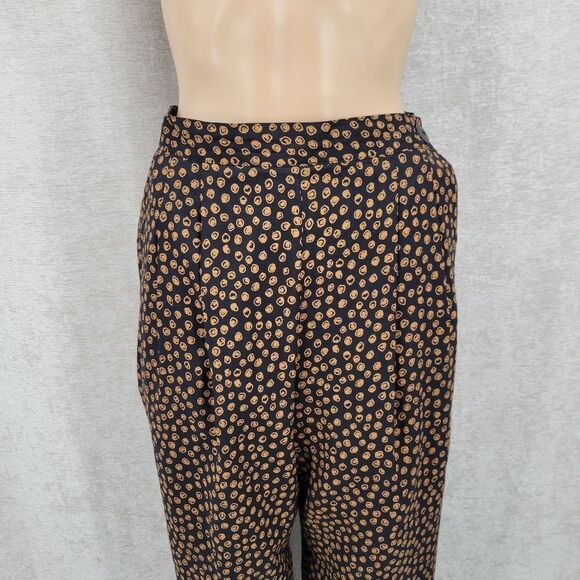 Carlo Moda Vintage Matching Set Black Gold Dot Trousers Blouse Illusion Neckline - Picture 4 of 15